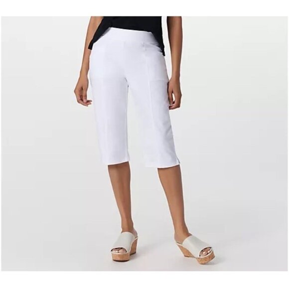Denim Co Active Tall Duo Stretch Skimmer Pants w/ Pockets Size L Tall White QVC - Picture 1 of 15